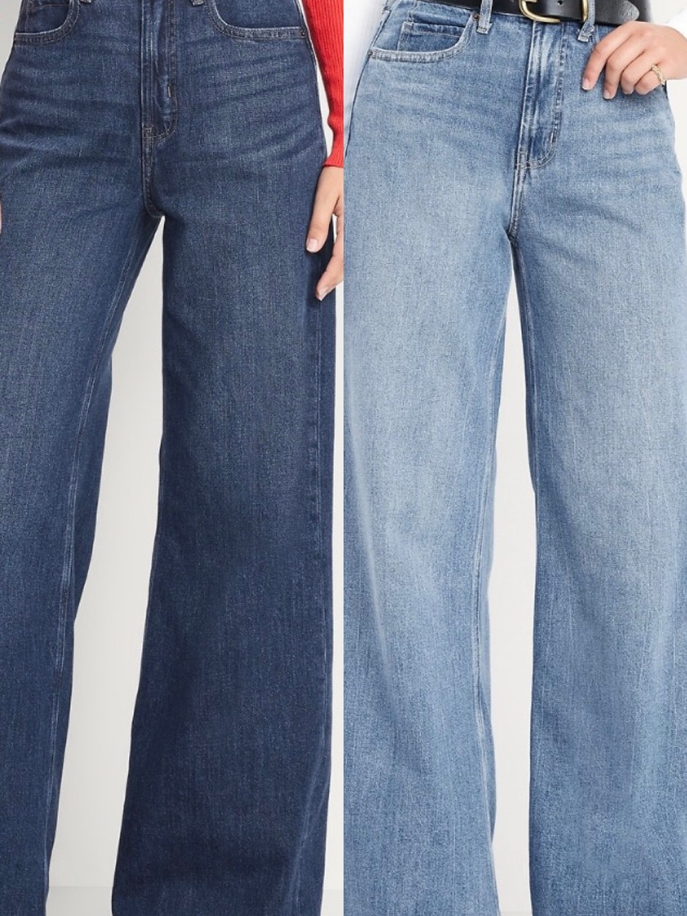 Old Navy Women's Wide Leg Flare Jeans - Dark Wash & Light Wash Blue